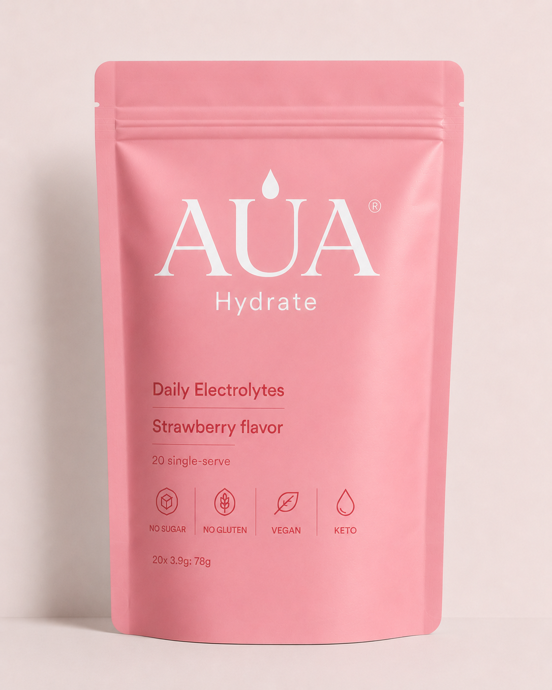 AUA Hydrate Fraise — face du pouch