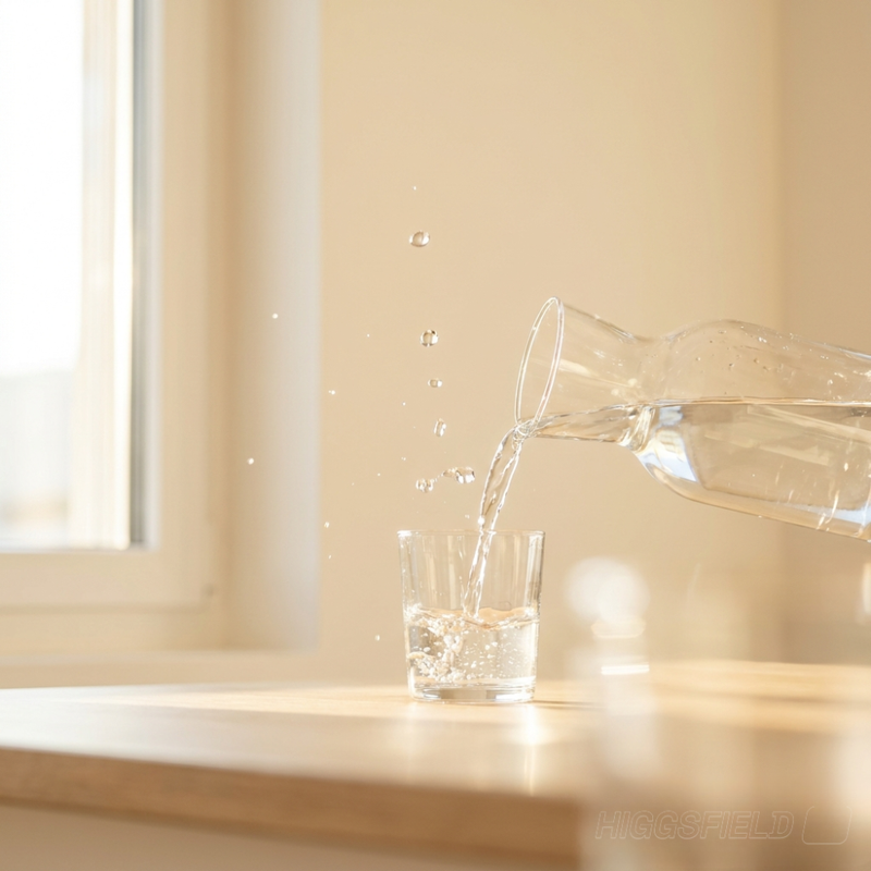 Verre d'eau cristalline sur fond crème — l'hydratation moderne nécessite plus que de l'eau