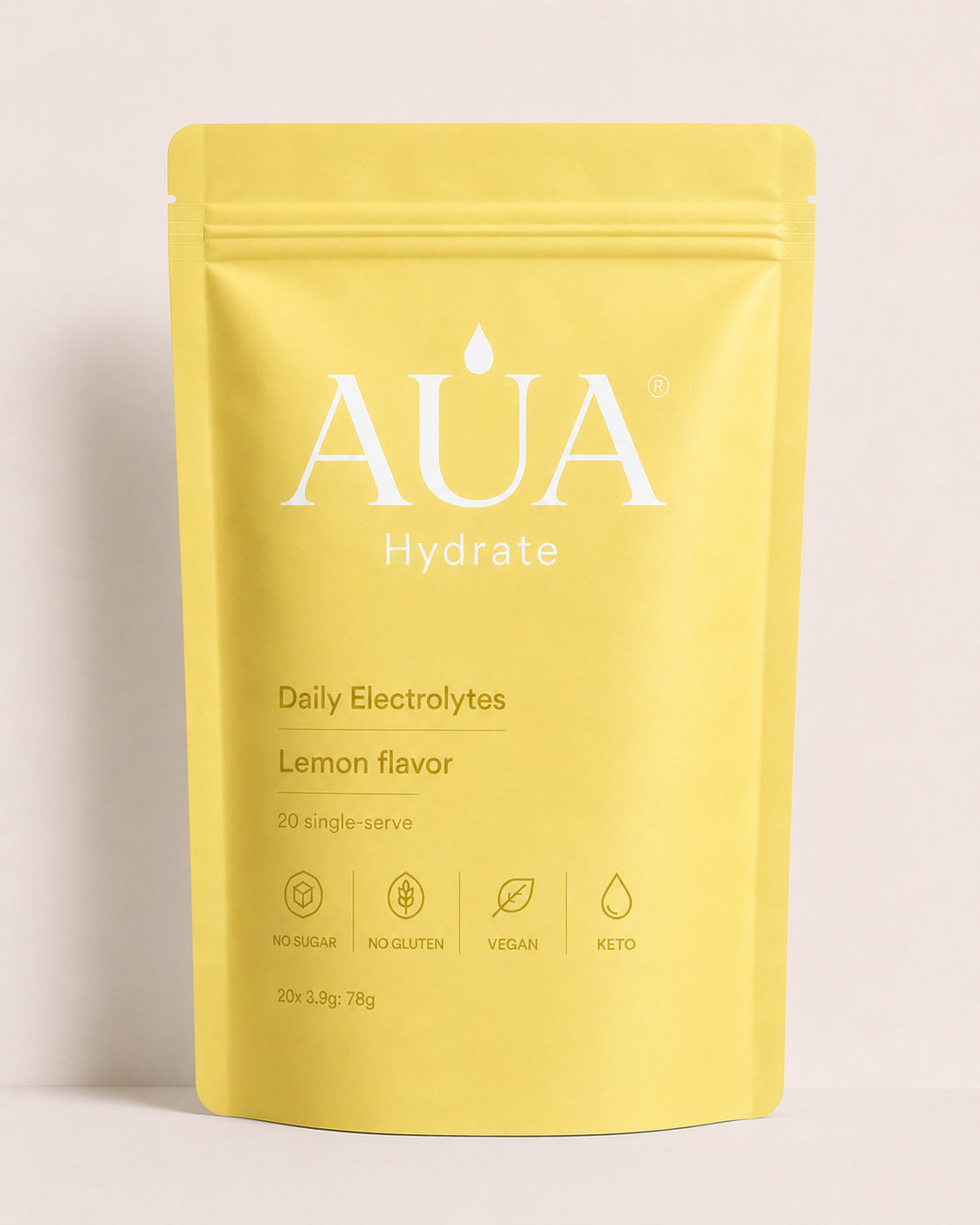 AUA Hydrate Citron — face du pouch